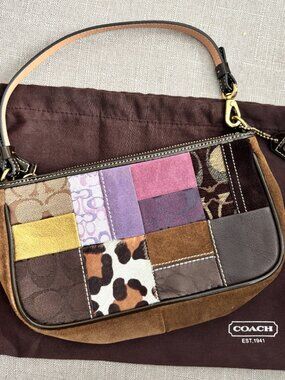 Authentic Vintage Coach Signature Y2K Legacy Holiday Patchwork Demi Handbag